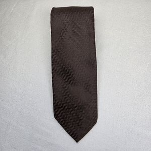 Vintage Connoisseur Collection Brown Herringbone Polyester Tie – 1970s/80s Retro